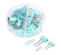 Kuuleyn Kit de Clips de oficina, chinchetas antioxidantes de Metal de colores, juegos de carpetas de Clips de papel, decoración de almacenamiento de papel, suministros de oficina (Azul claro)