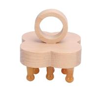 KUULEYN MASAJERO DEL ESCALPEO, Piedra de madera ergonómica, portátil de cuatro hojas Camiseta Herramienta de cuidado del cuidado del cabello de los dientes pulidos (Jaune)