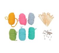 Kuuleyn Mini Knitting Tools Set,Bamboo Cotton Steel,Single Pointed Needles 6 Color Yarns Stitch Holders Portable DIY Solution Compact Design Versatile Weaving System for Knitting (Original Color)