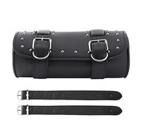 Kuuleyn Motorcycle Saddlebags, Universal Motorcycle Handlebar Tool Bag, Universal Motorcycle Bag PU Leather Saddlebag Motorbike Roll Luggage Motor Replacement (Black)