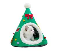 Kuuleyn Nido semicerrado para Mascotas, Cama Cueva, Cama para Gatos con árbol de Navidad, Nido cálido para Mascotas en Invierno, Alfombrilla para casa de Gatos para Perros (Verde)