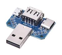 Kuuleyn Placa USB, Placa de conexión Micro USB, 5 Piezas Placa adaptadora USB de Aluminio de 5 V Placa de Transferencia de USB Macho a Hembra Tipo C 4P 2,54 mm