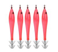 Kuuleyn Plantillas de Calamar, Paquete de Cebo de Calamar Luminoso de 5 Piezas, señuelo de Gancho Giratorio de Metal para Pescador, Pescador, Agua Salada, Agua Dulce, Noche, (Roja)