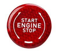 Kuuleyn Push To Start Button Cover, Car Engine Start Stop Button Cover Trim Carbon Fiber Replacement for C8 2020 to Present (Red)