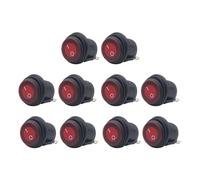Kuuleyn Round Rocker Switch 12VDC 3 Pin ON Off Toggle with Lid Red Light 20MM for Car Auto Boat Trucks (10pcs)