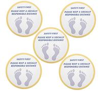 Kuuleyn Safety Distance Sign Decal, Material de PVC, Peglino de advertencia de distancia antideslizante PAGO 5 PPCS Guía de distanciamiento Social Distancing Mark Killing Customer (XG020)
