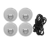 Kuuleyn Stainless Steel D Ring Patch, 4PCS Stainless Steel PVC D Ring Patch with 11.8in Anchor Rope Grey Paddleboard Canoe Rafting Accessories