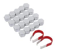Kuuleyn Tuercas para tuercas de rueda, tapones para tornillos, 20 piezas, 17 mm, plateado, para tuercas de rueda, para tuercas, pernos para cubos, tornillos, tapa protectora para neumáticos