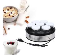 Kuuleyn Yogurtera Eléctrica, Yogurtera Eléctrica, Máquina Casera Portátil Multifuncional de Acero Inoxidable de 20 W para Pudín de Mermelada, 7 Tarros con Tapas, Reutilizable para