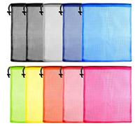 KUUQA 10 bolsas de malla con cordón, bolsa de lavandería, bolsa de malla, bolsa de pelota de golf, bolsa de malla de nailon para almacenamiento, viajes y deportes (colorido, 10 piezas de 13 x 15.5