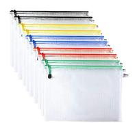Kuuqa 10 Pcs A4 Tamaño de Malla Bolsa de Documento Archivo Zip Bolsa con Cremallera para Cosméticos Oficinas Suministros Accesorios de Viaje Documentos Bolsas para Oficinas Material Escolar