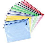 Kuuqa 12 Piezas Bolsas de Archivo con Cremallera de malla Mesh Bolsas de Cartera de Plástico para Suministros de Oficina, Cosmético, Almacenamiento de Cuentas, 6 Colores