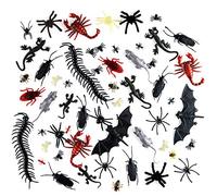Kuuqa 132 Piezas Plástico Insectos realistas Broma Novedad Insectos Insectos Falsas cucarachas Arañas Escorpiones Ratas Geckos Ciempiés Moscas Murciélagos para Halloween