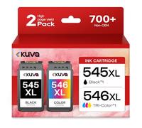 Kuva Tinta 545 546 Compatible Cartucho Tinta para Canon 545XL 546XL 545 XL 546 XL PG-545XL CL-546XL para Canon Pixma mg2550 mg2550s MX490 MX495 TR4551 MG2555s TS3150 TS3151 (1 Negra 1 Color)