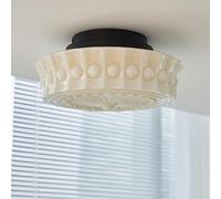 KUVAHECDH Minimalismo Nórdico Mid Century Crema Leche Amarillo Vidrio Tambor Luz de Techo Montaje Semi Empotrado Iluminación de Escuela Vintage Vidrio Antiguo Lámpara de Techo Bohemia para Guardarropa