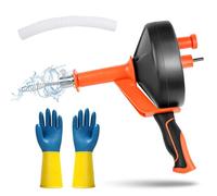 Kuvarix 10 m Desatascador Tuberias Profesional- 10m, Desatascador Fregadero con Accesorio de Taladrar, Limpia Tuberias con Guantes - Manual & Eléctrico, Desatascador WC para Inodoros Baño Cocina