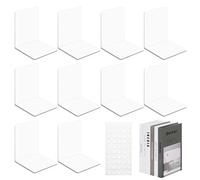 Kuvarix 10 Piezas Sujeta Libros Estanteria de Acrílico Transparente con Pegatinas Antideslizantes, Sujetalibros de 3 mm Espesor, para Dormitorios, Bibliotecas, Oficinas, Escuelas y Despachos en Casa