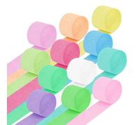 Kuvarix 12 rollos de papel crepé multicolor, 4,5 cm x 25 m, cintas crepé coloridas, papel crepé, serpentinas, decoración para fiestas, cumpleaños, decoración de boda, decoración de Navidad