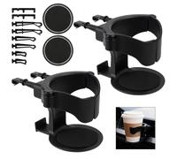 Kuvarix 2 Piezas Portavasos Coche Ajustable Universal con 2 Posavasos Coche, con 3 Pares Clips, para Termo, Taza de Café, Bebida, Cenicero (Negro)