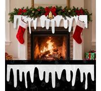 Kuvarix 3 Piezas Alfombra de Nieve Artificial, Falsa Nieve Artificial de Fibra Algodón como Nieve Esponjosa Manta de Nieve Interior 120 × 36 cm para Adornos Pueblo Chimenea, Alféizar de la Ventana