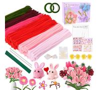 Kuvarix 420 Piezas Limpiapipas Manualidades, 7 Colores de Limpia Pipas, Set de Ramo de Chenilla Flores con Cinta Floral, Alambre, Estambres, etc, para Regalos Artesanales y Decoración del Hogar