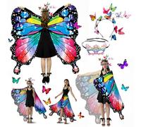 Kuvarix Disfraz de Mariposa para Mujer, Chal de Mariposa para Adulto Que Incluye Tocado y Máscara de Mariposa, Disfraz Mujer Carnaval para Carnavales, Fiestas y Juegos de rol (Máscara Colorida)