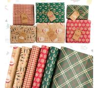 Kuvarix Papel Regalo Navidad 43 x 300 cm, 6 Rollos Papel de Regalo Navidad de Kraft con Cordel y Etiqueta en Blanco, Ideal para Cajas, Cumpleaños y Fiestas
