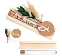 Kuvarix Soporte de madera para regalo de dinero, embalaje para confirmación con tubo de ensayo y flores secas, regalo de confirmación para niños y niñas, regalo cristiano de madera