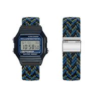 KUWAI Pulsera para Casio F-91W|F-91WG, pulsera trenzada de nailon con Casio F-91W|F-91WG de acero inoxidable, correa de repuesto ajustable para Casio F-91W|F-91WG ArmBand