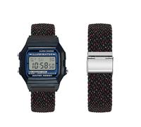 KUWAI Pulsera para Casio F-91W|F-91WG, pulsera trenzada de nailon con Casio F-91W|F-91WG de acero inoxidable, correa de repuesto ajustable para Casio F-91W|F-91WG ArmBand