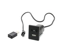 KUWAYO Apto for Ford Focus MK2 CD DVD AUX Control Botón Interruptor Panel Cubierta Coche 4 Pin Mini USB Enchufe Interfaz Cable Adaptador Conexión(Black)