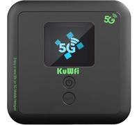 KuWFi 5G - Router inalámbrico con tarjeta SIM, WiFi 6, eSIM, batería de | Punto de acceso WiFi de viaje, 5G hasta 2,5 Gbps, hasta 32 dispositivos, WPA3, banda doble, nano-SIM, USB-C, Plug & Play