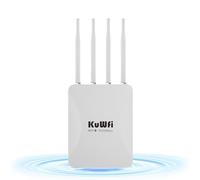 KuWFi Repetidor y extensor WiFi 6 para exteriores | Punto de acceso AX3000 Mbps 2.4 GHz y puente WiFi de 5 GHz con 4 antenas de alta ganancia, puerto Gigabit y alimentación PoE Soporta MU-MIMO