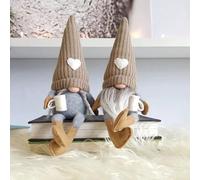 KUWUNG 2 muñecos de peluche de Gonks de café hechos a mano, duende de café sueco para cafetería o decoración de cocina en casa, regalos de cocina, enano de la suerte, regalos para mujeres, amantes del