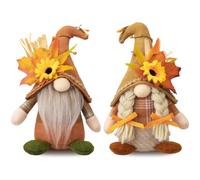 KUWUNG 2 Pcs Gnomo Otoño, Hecha a Mano Gnomo Decoración Otoño, Gnomos Gracias, Gnomos Navideño, Otoño Decoracion para Halloween y Acción de Gracias