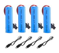 KUWUNG 4 Pcs Batería Li-Ion 3.7V 3000 mAh, Pilas 18650 Recargables con Carga USB y Conector SM-2P, Universal Bateria Li-ion Recargable para Vehículos RC, Barcos, Tanques, Coches, Robots y Coches Acrob
