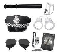 KUWUNG 7 piezas Disfraz Policía Niño, Gorra, Placa, Gafas y Esposas, Carnaval Juego de Roles