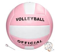 KUWUNG Balón de Voleibol, Tamaño 5 Pelota de Voleibol con Aguja y una Red Portátil, Impermeable Suave Balon Voleibol para Playa, Interior y Exterior al Aire Libre del Partido (Rosa)