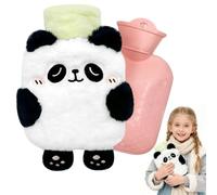 KUWUNG bolsa de agua caliente 400ml, pequeña bolsa agua caliente peluche Con Bolsillo Tipo, No hay fugas hot water bottle, bolsas agua caliente para niños y adultos(Blanco)