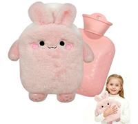 KUWUNG bolsa de agua caliente 400ml, pequeña bolsa agua caliente peluche Con Bolsillo Tipo, No hay fugas hot water bottle, bolsas agua caliente para niños y adultos(Rosa)