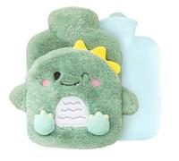 KUWUNG bolsa de agua caliente 400ml, pequeña bolsa agua caliente peluche Con Bolsillo Tipo, No hay fugas hot water bottle, bolsas agua caliente para niños y adultos(Verde)