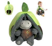 KUWUNG Burro de peluche respirable, 32 cm, latido del corazón, burro de peluche con respiración, música y luces, peluche de aguacate de fresa suave, respiración burro para aliviar la ansiedad (verde)