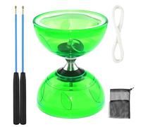 KUWUNG Diábolo LED con rodamiento de bolas, 4,5 mm, diábolo luminoso, juego de diábolo con palos, rueda libre, herramienta de circo para adultos, principiantes y profesionales (verde)