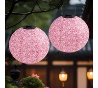 KUWUNG Linterna Solar Jardin, Paquete de 2 Linternas Solares de Nailon para Colgar al aire Libre de 10 Pulgadas, Linternas LED para jardín, balcón, patio,decoración de festivales