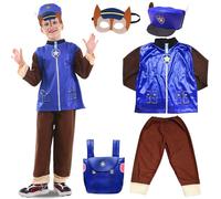 KUWUNG Patrulla Canina Disfraz para Niños, 5 Piezas Disfraces Cosplay para Carnaval, Halloween para Niños de 2 a 4 Años, Altura 90-105 cm
