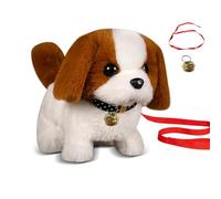 KUWUNG Perro Juguete Que Anda y Ladra, Perro Interactivo Peluche con Correa y Campana,Perrito Juguete Ladra y Anda, Perrito Juguete Peluche para 3 4 5 6 7 8 Años Niñas y Niños Regalo ( Saint Bernard)