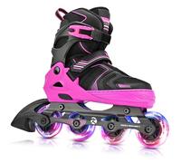 Kuxuan Skates Patines en línea ajustables para niños y niñas con ruedas luminosas, patines adolescentes para principiantes y mujeres