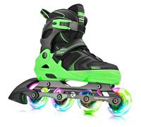 Kuxuan Skates Patines en línea ajustables para niños y niñas con ruedas luminosas, patines adolescentes para principiantes y mujeres