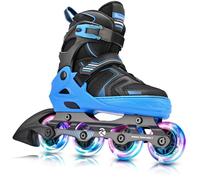 Kuxuan Skates Patines en línea ajustables para niños y niñas con ruedas luminosas, patines adolescentes para principiantes y mujeres