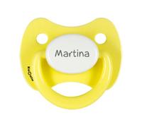 Kuxulu - Chupetes Personalizados con Nombre para Bebes - Tetinas de Silicona para Recién Nacidos - Tetina 0/6 Meses Color Amarillo